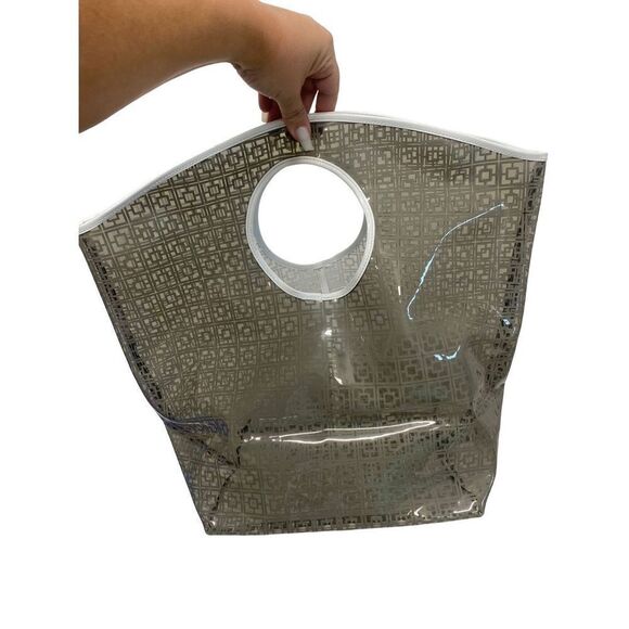 Trina Turk Clear Grey and White Large Tote Bag Branded - Picture 3 of 11